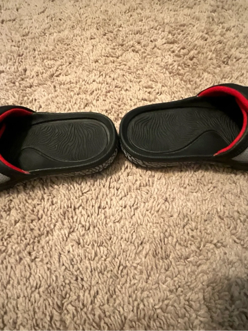 Jordan Red and Black Slide Sandals with Jumpman Patch